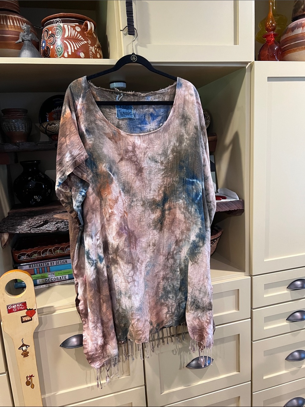 Tie-Dye Fringe Mini Dress in Multicolor by Unknown Brand